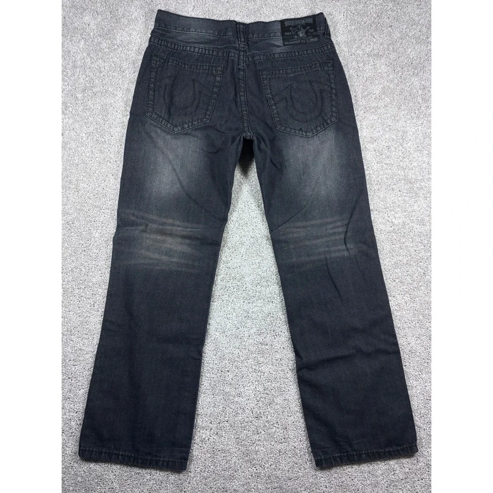 True Religion Jeans Mens Size 38 Black‎ Denim Straight Leg USA Made
